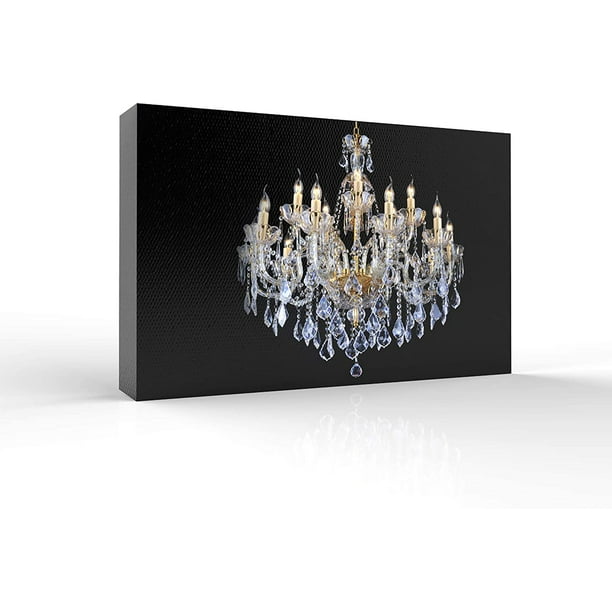 Canvas 32"x48" Crystal Chandelier on Glittering Golden Background wall26